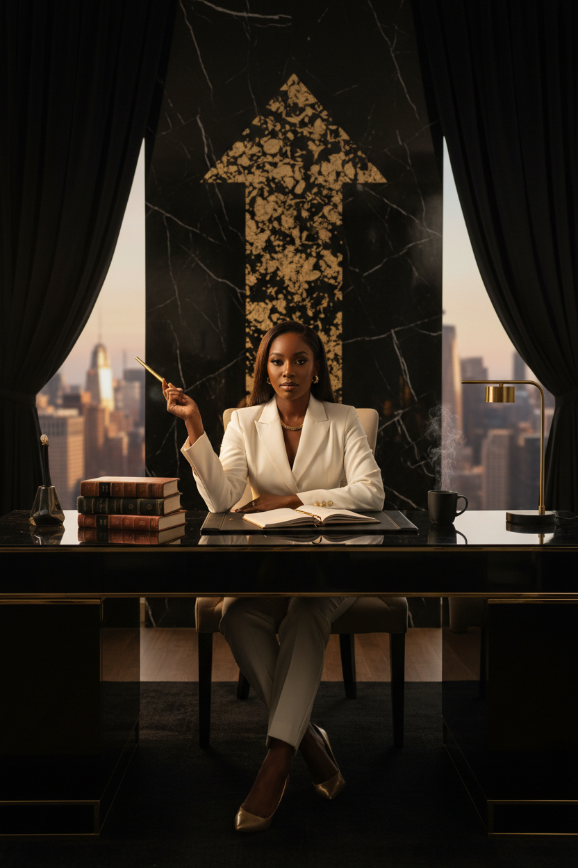 Cinematic luxury motivation image with Black woman